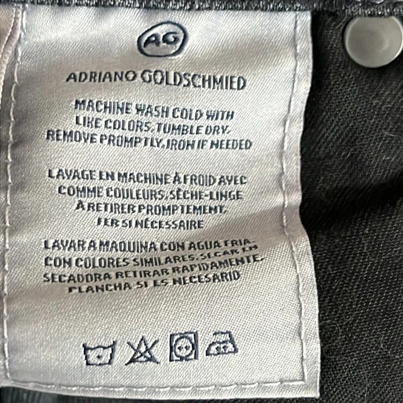 AG Adriano Goldschmied Mari High Rise Straight Raw Hem Jeans in Washed Black -26 - Picture 7 of 9